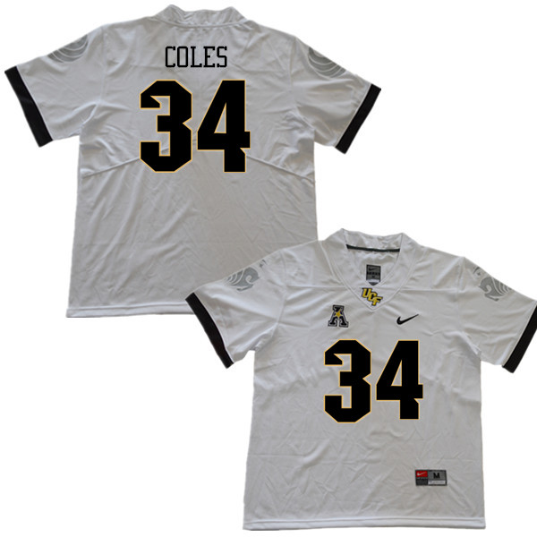 Men #34 Trillion Coles UCF Knights College Football Jerseys Sale-White